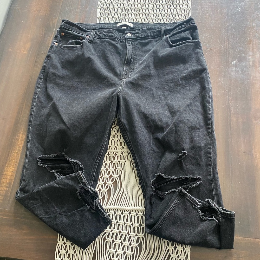 Abercrombie & Fitch Distressed Black High Rise Jeans